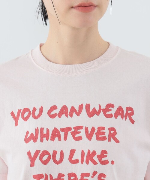 CAROLINA GLASER(カロリナ グレイサー)の「メッセージ コットン Tシャツ(Tシャツ/カットソー・レディース・ピンク/サックスブルー・MEDIUM/SMALL)」の5枚目の写真