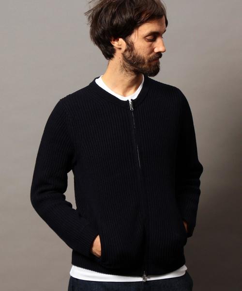 BEAUTY&YOUTH UNITED ARROWS（ビューティーアンドユースユナイテッドアローズ）の「BY アゼ編み クルーネック ジップ カーディガン◆（カーディガン/ボレロ・メンズ・ベージュ/ホワイト/ネイビー・SMALL/X-LARGE/MEDIUM/LARGE）」の3枚目の写真