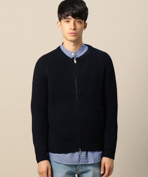 BEAUTY&YOUTH UNITED ARROWS（ビューティーアンドユースユナイテッドアローズ）の「BY アゼ編み クルーネック ジップ カーディガン◆（カーディガン/ボレロ・メンズ・ベージュ/ホワイト/ネイビー・SMALL/X-LARGE/MEDIUM/LARGE）」の5枚目の写真