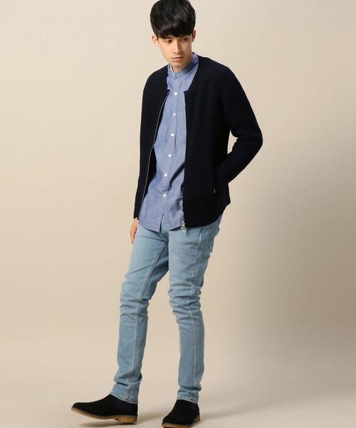 BEAUTY&YOUTH UNITED ARROWS（ビューティーアンドユースユナイテッドアローズ）の「BY アゼ編み クルーネック ジップ カーディガン◆（カーディガン/ボレロ・メンズ・ベージュ/ホワイト/ネイビー・SMALL/X-LARGE/MEDIUM/LARGE）」の7枚目の写真