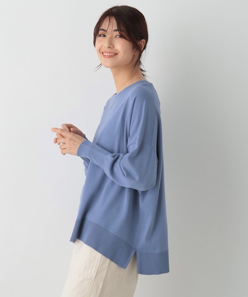 FOUND GOOD（ファウンドグッド）の「14Gキレイナポンチョニット（ニット/セーター・レディース・ブルー系2/グリーン系2/ベージュ/ブラック・L/M/S）」の4枚目の写真