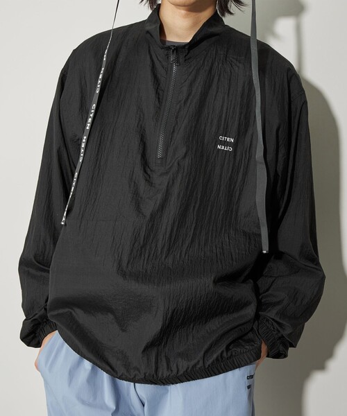 CITEN（シテン）の「＜CITEN＞ハーフジップシャツトップ（シャツ/ブラウス・メンズ・ブラック/ライトグレー・L/M）」の2枚目の写真