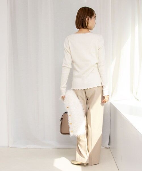 NOLLEY’S（ノーリーズ）の「テレコロンT（Tシャツ/カットソー・レディース・ホワイト/ライトグレー/ベージュ・38）」の8枚目の写真