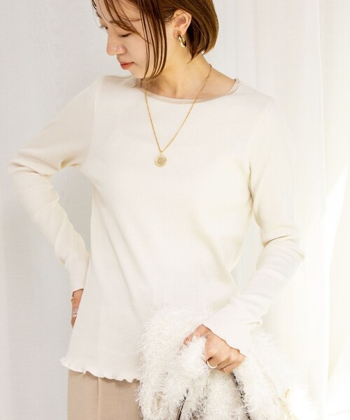 NOLLEY’S（ノーリーズ）の「テレコロンT（Tシャツ/カットソー・レディース・ホワイト/ライトグレー/ベージュ・38）」の9枚目の写真