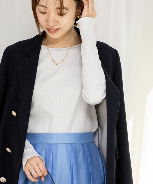 NOLLEY’S（ノーリーズ）の「テレコロンT（Tシャツ/カットソー・レディース・ホワイト/ライトグレー/ベージュ・38）」の11枚目の写真