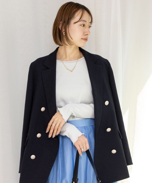 NOLLEY’S（ノーリーズ）の「テレコロンT（Tシャツ/カットソー・レディース・ホワイト/ライトグレー/ベージュ・38）」の12枚目の写真