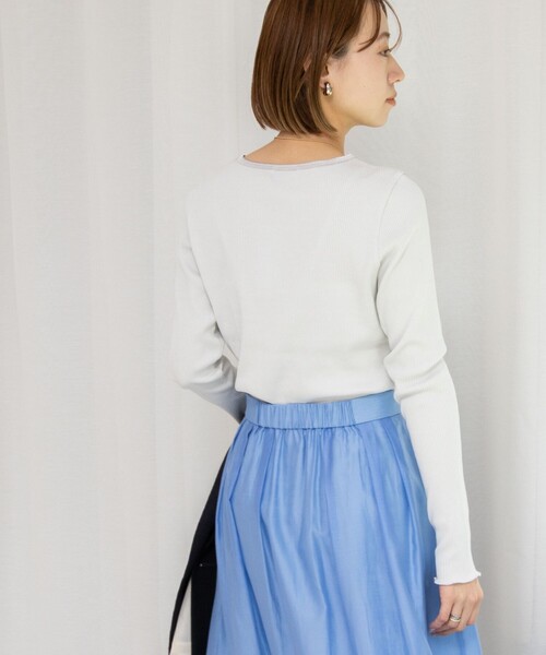 NOLLEY’S（ノーリーズ）の「テレコロンT（Tシャツ/カットソー・レディース・ホワイト/ライトグレー/ベージュ・38）」の13枚目の写真