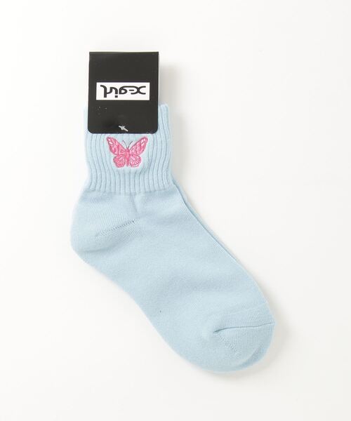 セール】EMBROIDERED BUTTERFLY SHORT RIB SOCKS（ソックス/靴下