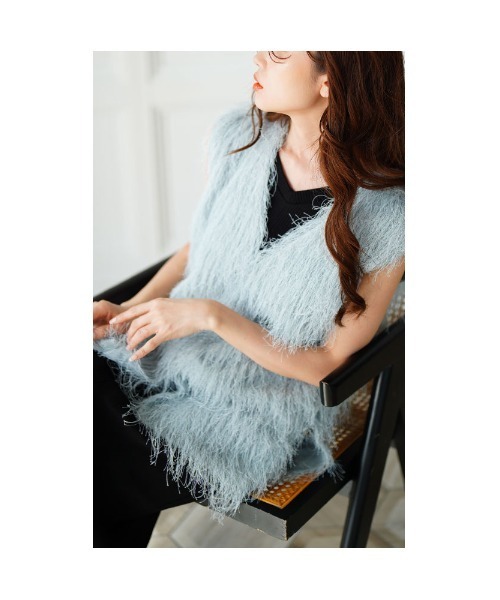 Sawa a la mode（サワアラモード）の「フリンジカットソーフロントホックベスト（ベスト・レディース・ブルー/ブラック/アイボリー・FREE）」の7枚目の写真