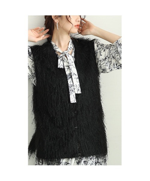 Sawa a la mode（サワアラモード）の「フリンジカットソーフロントホックベスト（ベスト・レディース・ブルー/ブラック/アイボリー・FREE）」の16枚目の写真