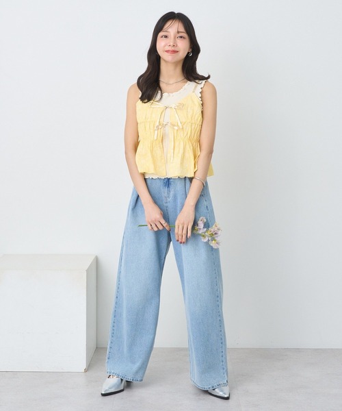 earth music&ecology(アースミュージックアンドエコロジー)の「ジャガードフレアキャミブラウス(ベスト・レディース・ブラック/ホワイト/イエロー・FREE)」の7枚目の写真