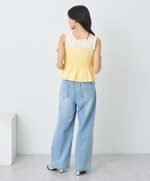 earth music&ecology(アースミュージックアンドエコロジー)の「ジャガードフレアキャミブラウス(ベスト・レディース・ブラック/ホワイト/イエロー・FREE)」の10枚目の写真