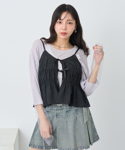 earth music&ecology(アースミュージックアンドエコロジー)の「ジャガードフレアキャミブラウス(ベスト・レディース・ブラック/ホワイト/イエロー・FREE)」の13枚目の写真