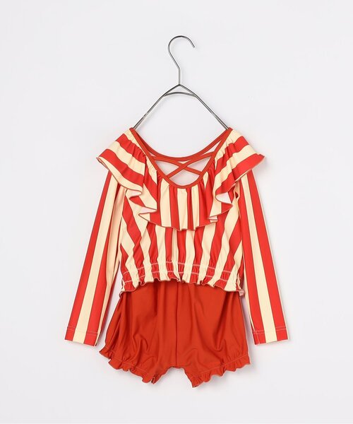 p.premier（ピードットプルミエ）の「【ジュニア対応】ラッシュガードいらずのフリル衿セパレート水着（水着・キッズ・イエロー/ミント/レッド・80/90/100/110/120/130/140）」の12枚目の写真