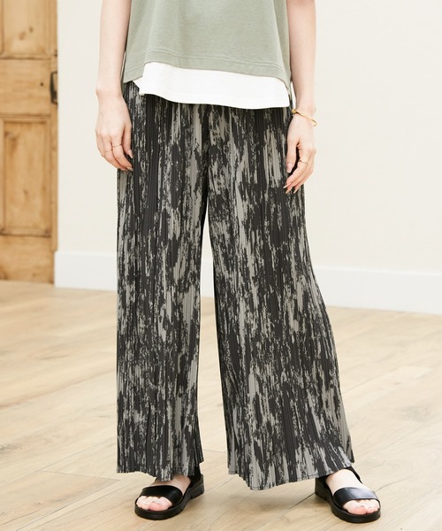 A17151 URU 強撚コットン インバーテッドプリーツワイドパンツ 2 アコーディオンプリーツルーズワイドパンツ 2タイプ ワイド