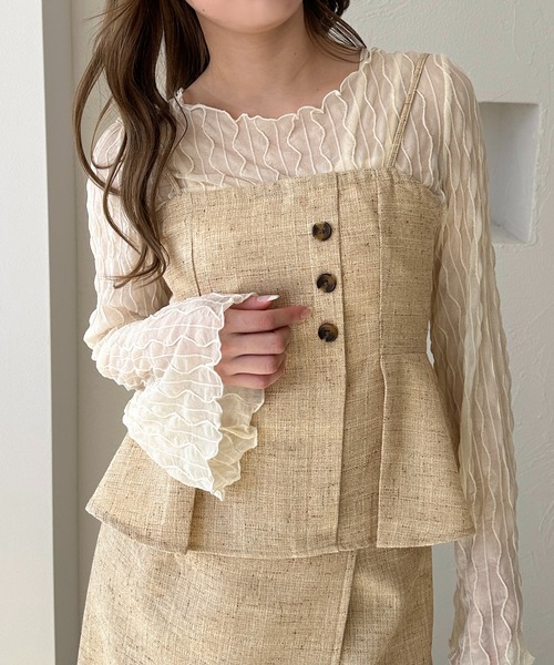 apres jour clair（アプレジュールクレア）の「【apres jour clair】ツイードビスチェ【Set up可能】（キャミソール・レディース・ベージュ/ブラウン系その他・X-LARGE/フリー）」の2枚目の写真