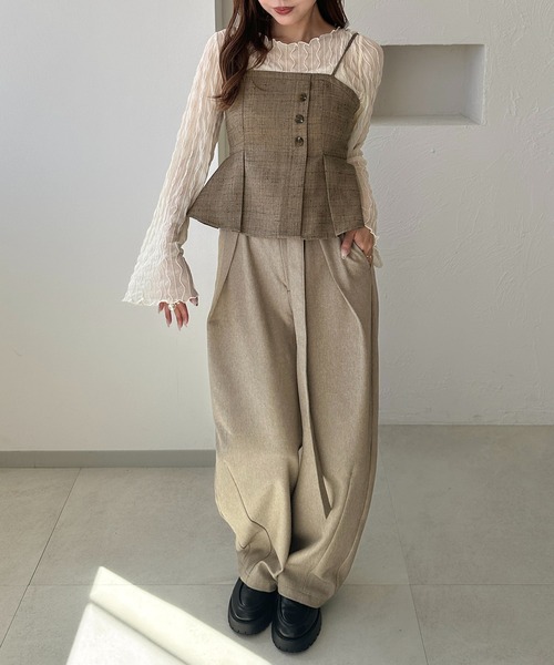 apres jour clair（アプレジュールクレア）の「【apres jour clair】ツイードビスチェ【Set up可能】（キャミソール・レディース・ベージュ/ブラウン系その他・X-LARGE/フリー）」の4枚目の写真