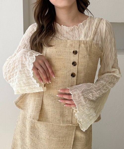 apres jour clair（アプレジュールクレア）の「【apres jour clair】ツイードビスチェ【Set up可能】（キャミソール・レディース・ベージュ/ブラウン系その他・X-LARGE/フリー）」の8枚目の写真