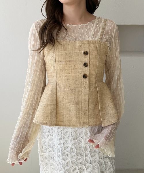 apres jour clair（アプレジュールクレア）の「【apres jour clair】ツイードビスチェ【Set up可能】（キャミソール・レディース・ベージュ/ブラウン系その他・X-LARGE/フリー）」の14枚目の写真