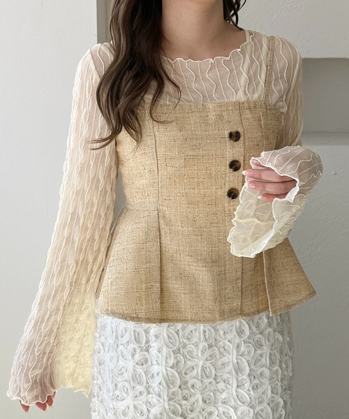 apres jour clair（アプレジュールクレア）の「【apres jour clair】ツイードビスチェ【Set up可能】（キャミソール・レディース・ベージュ/ブラウン系その他・X-LARGE/フリー）」の16枚目の写真