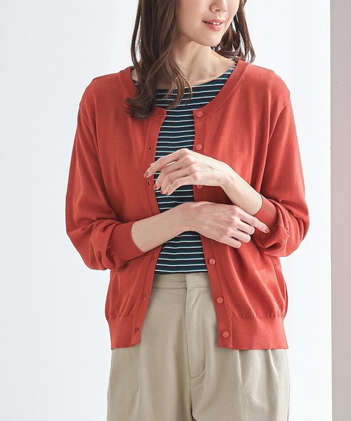 Honeys（ハニーズ）の「【ハニさら・接触冷感・ＵＶカット】８分袖クルーネックカーデ（カーディガン/ボレロ・レディース・ブラック/オフホワイト/ブルー/ライトグレー/レッド/イエロー/ネイビー・L/LL/M/S）」の20枚目の写真