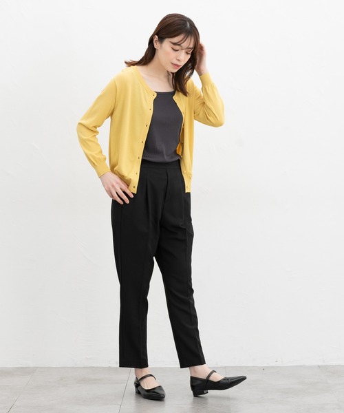 Honeys（ハニーズ）の「【ハニさら・接触冷感・ＵＶカット】８分袖クルーネックカーデ（カーディガン/ボレロ・レディース・ブラック/オフホワイト/ブルー/ライトグレー/レッド/イエロー/ネイビー・L/LL/M/S）」の22枚目の写真