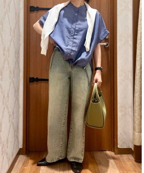 Honeys（ハニーズ）の「【ハニさら・接触冷感・ＵＶカット】８分袖クルーネックカーデ（カーディガン/ボレロ・レディース・ブラック/オフホワイト/ブルー/ライトグレー/レッド/イエロー/ネイビー・L/LL/M/S）」の11枚目の写真