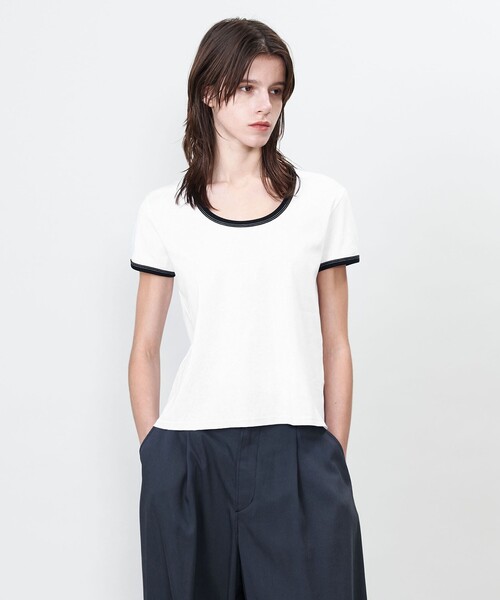FRAMeWORK コットンフライスシアークルーネックTシャツ　ホワイト BEAUTY&YOUTH UNITED ARROWS｜コットンナイロン天竺 シアー