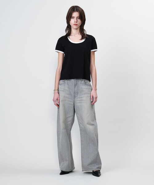★新品ASTRAET アストラット コットン フライス トリム UネックTシャツ セール】＜ASTRAET＞コットン フライス トリム UネックTシャツ