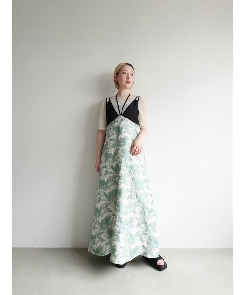 Design Strap Jacquard Dress/デザインストラップジャガード