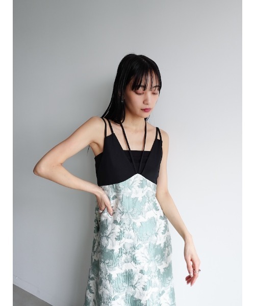sahara 22ss ナチュラルデザイン ドレス Design Strap Jacquard Dress/デザインストラップジャガード