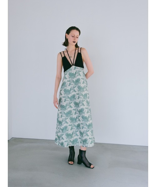 sahara ワンピース Design Strap Jacquard Dress/デザインストラップジャガード