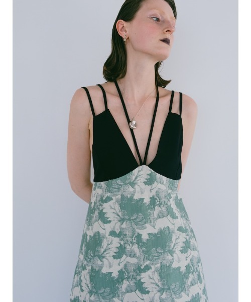 sahara（サハラ）の「Design Strap Jacquard Dress/デザインストラップジャガードドレス（ワンピース・レディース・ブラック/グリーン・FREE）」の15枚目の写真