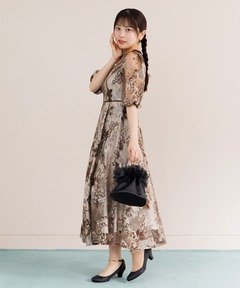 フラワー刺繍ドレス/結婚式/パーティー/お呼ばれ