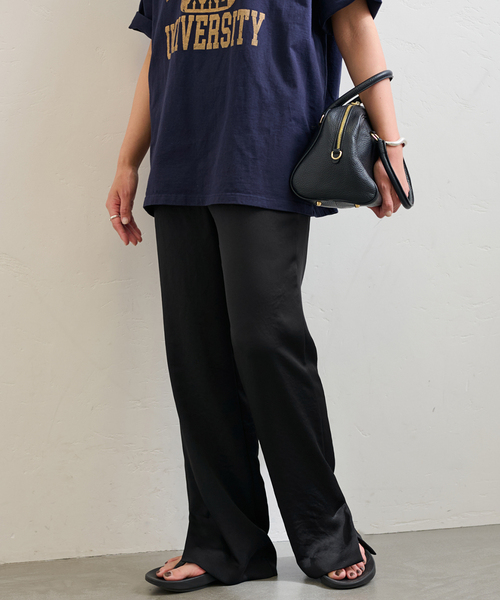 FRAMeWORK（フレームワーク）の「≪WEB限定追加≫ヴィンテージサテンサイドスリットパンツ（その他パンツ・レディース・ブラック/アイボリー・36/38）」の16枚目の写真