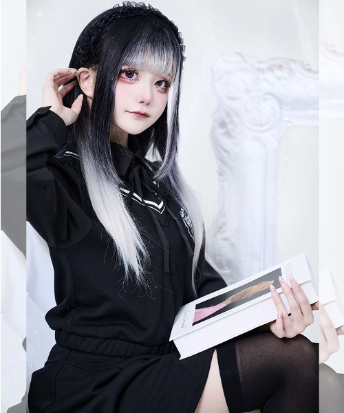 ililil（イルイルイル）の「『ililil/イルイルイル』【優等生！地雷ちゃんセットアップ】フェイクレイヤードセットアップ（セットアップ・レディース・ブラック・FREE）」の4枚目の写真
