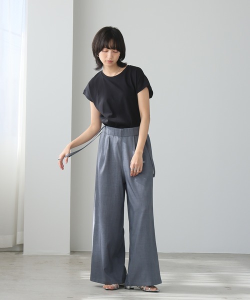 itto...（イット）の「【涼しげリネン風】サスペンダー付きストレートパンツ（取り外し可能）（スラックス・レディース・ネイビー/グレー/ブラック/ブラウン・M/L）」の19枚目の写真