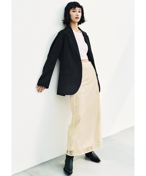 MEDE19F（メデジュウキュウ）の「ＢＲＡＮＤ　ＮＥＷ　ＭＩＸ　ＳＴＹＬＥ　カーヴィーテーラードジャケット（テーラードジャケット・レディース・ブラック・L/M/LL/S）」の2枚目の写真