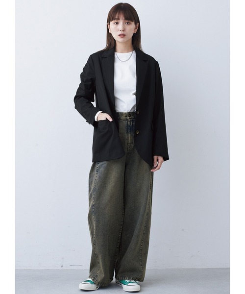 MEDE19F（メデジュウキュウ）の「ＢＲＡＮＤ　ＮＥＷ　ＭＩＸ　ＳＴＹＬＥ　カーヴィーテーラードジャケット（テーラードジャケット・レディース・ブラック・L/M/LL/S）」の3枚目の写真