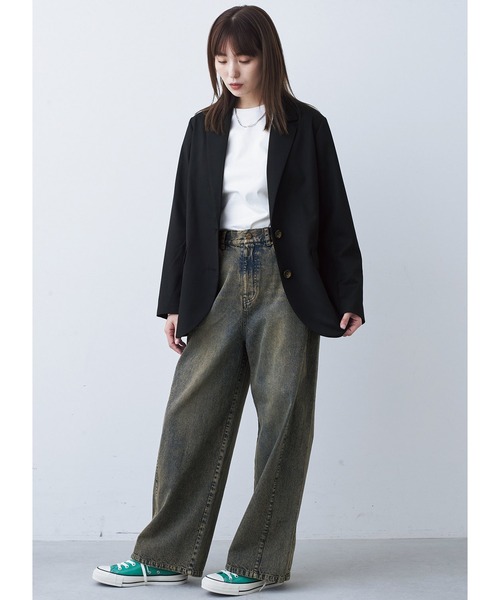 MEDE19F（メデジュウキュウ）の「ＢＲＡＮＤ　ＮＥＷ　ＭＩＸ　ＳＴＹＬＥ　カーヴィーテーラードジャケット（テーラードジャケット・レディース・ブラック・L/M/LL/S）」の4枚目の写真