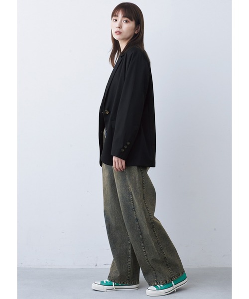 MEDE19F（メデジュウキュウ）の「ＢＲＡＮＤ　ＮＥＷ　ＭＩＸ　ＳＴＹＬＥ　カーヴィーテーラードジャケット（テーラードジャケット・レディース・ブラック・L/M/LL/S）」の5枚目の写真