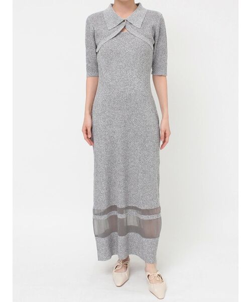 LAGUNAMOON クロップドカーデセットニットワンピース LAGUNAMOON ワンピース クロップドカーデセットニットワンピース
