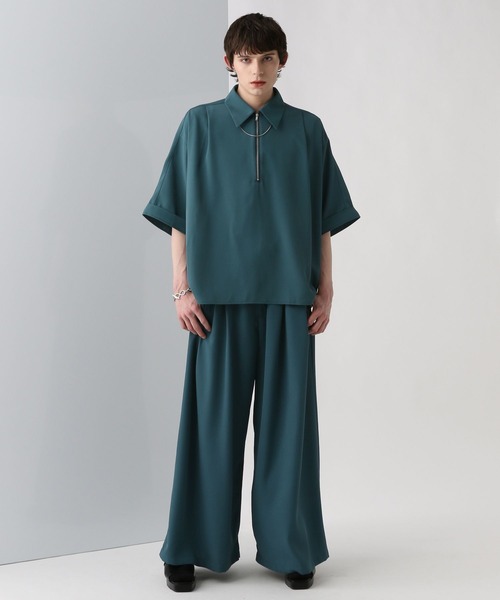 SET UP対応】DABOルーズハーフZIPシャツ(HARE)（シャツ/ブラウス