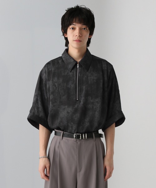 SET UP対応】DABOルーズハーフZIPシャツ(HARE)（シャツ/ブラウス