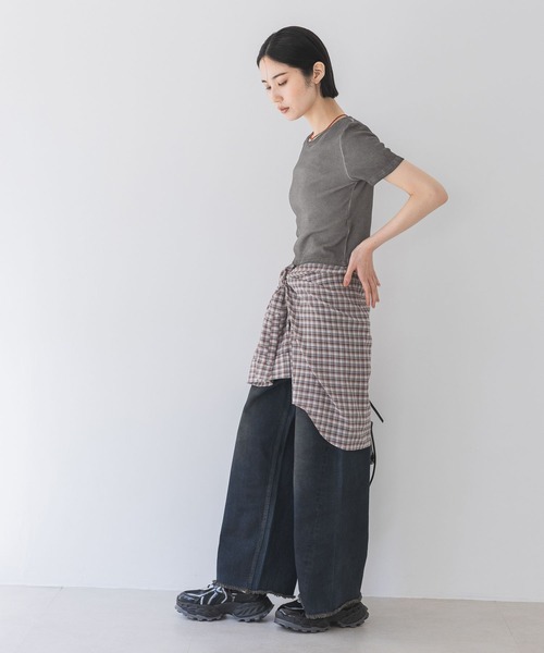 JEANASIS（ジーナシス）の「コンパクトリブTEE SS/450938（Tシャツ/カットソー・レディース・ホワイト/グレー系その他/ブラック・FREE）」の15枚目の写真