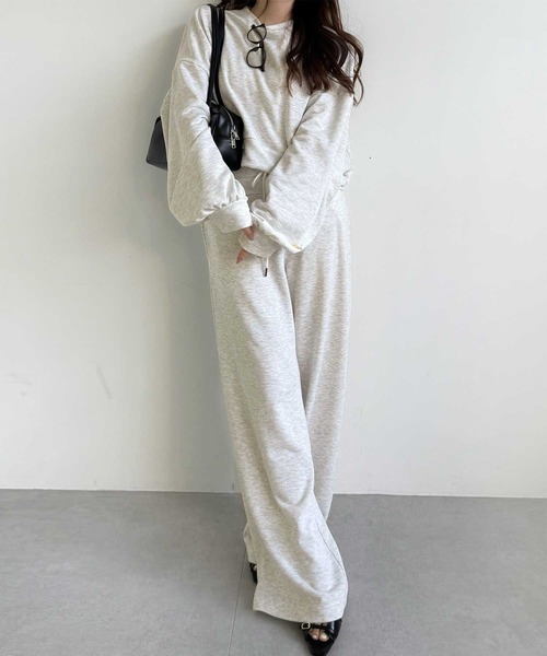 GeeRA（ジーラ）の「ダブルウエストワイドスウェットパンツ（スウェットパンツ・レディース・ブラック/オートミール/オフホワイト・LARGE/MEDIUM）」の10枚目の写真