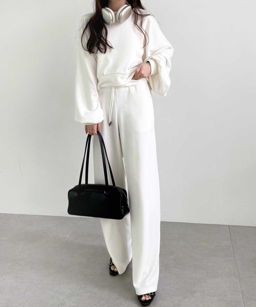 GeeRA（ジーラ）の「ダブルウエストワイドスウェットパンツ（スウェットパンツ・レディース・ブラック/オートミール/オフホワイト・LARGE/MEDIUM）」の15枚目の写真