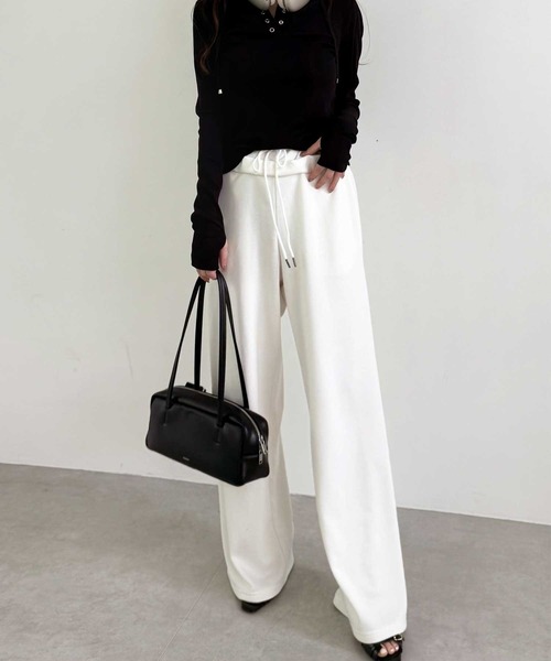 GeeRA（ジーラ）の「ダブルウエストワイドスウェットパンツ（スウェットパンツ・レディース・ブラック/オートミール/オフホワイト・LARGE/MEDIUM）」の21枚目の写真