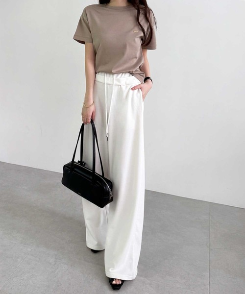 GeeRA（ジーラ）の「ダブルウエストワイドスウェットパンツ（スウェットパンツ・レディース・ブラック/オートミール/オフホワイト・LARGE/MEDIUM）」の5枚目の写真