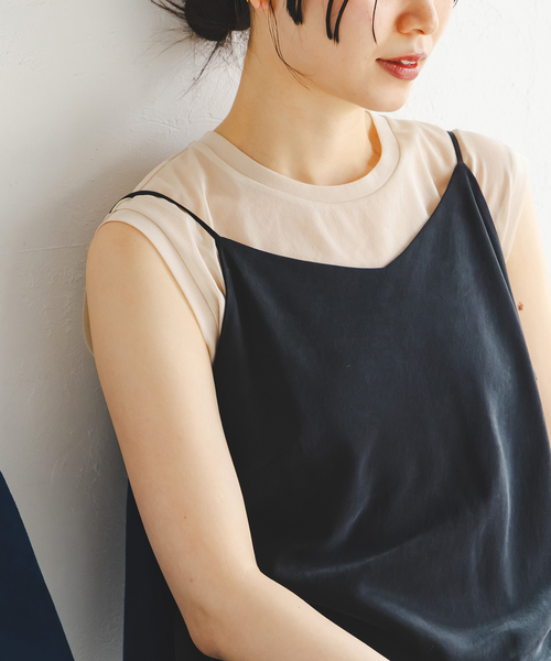 （ノーブル）シァースキニーノースリーブニットBLACK完売 セール】 【CanCam10月号掲載/新色追加】シャイニーシアー